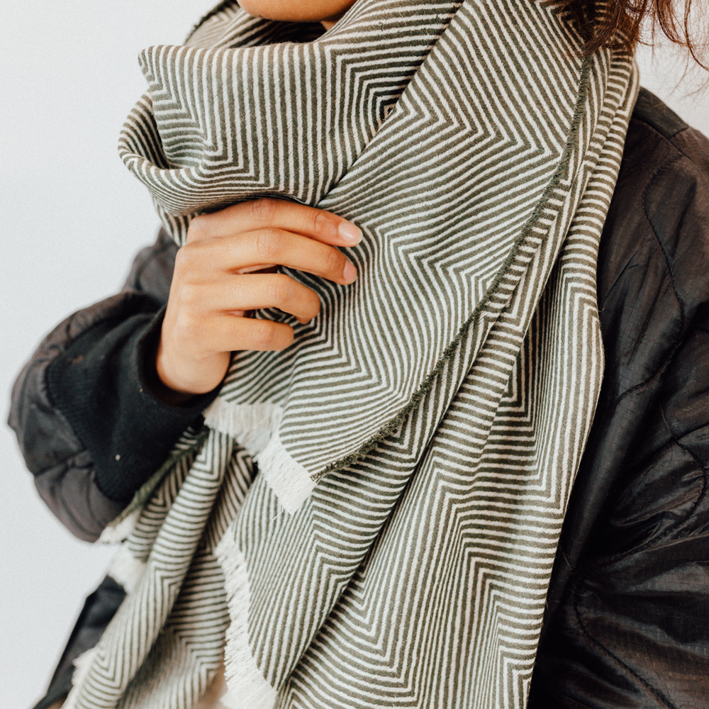 ZigZag scarf • Army Green - Sustainable Fabrics